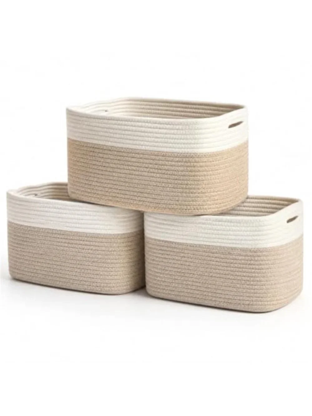 New Cotton Rope Baskets for Shelves, Set of 3, 15x9x10